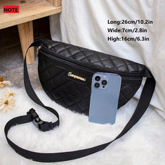 PU Leather Waist Bag Embroidered Fanny Pack Chest Bag Zipper Shoulder Bag