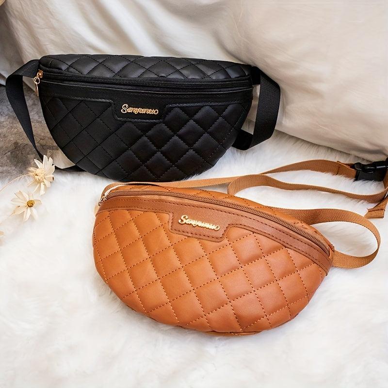 PU Leather Waist Bag Embroidered Fanny Pack Chest Bag Zipper Shoulder Bag