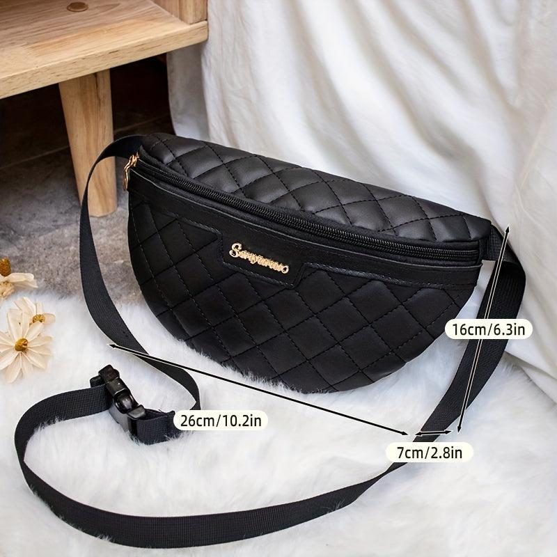 PU Leather Waist Bag Embroidered Fanny Pack Chest Bag Zipper Shoulder Bag