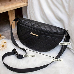 PU Leather Waist Bag Embroidered Fanny Pack Chest Bag Zipper Shoulder Bag
