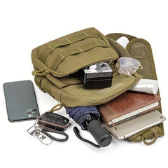 Tactical Shoulder Bag Multicam Camo Chest Bag Sling for Outdoor Travel Hiking