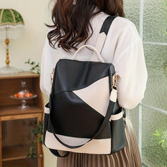 Patchwork Backpack Purse Anti Theft Two way Shoulder Bag For School & Travel
