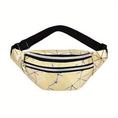 Women's Laser Rhombus Waist Bag PU Shoulder Chest Bag
