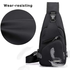 Men's Water Resistant Sling Bag USB Charging Port Chest Crossbody Backpack