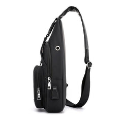 Men's Water Resistant Sling Bag USB Charging Port Chest Crossbody Backpack