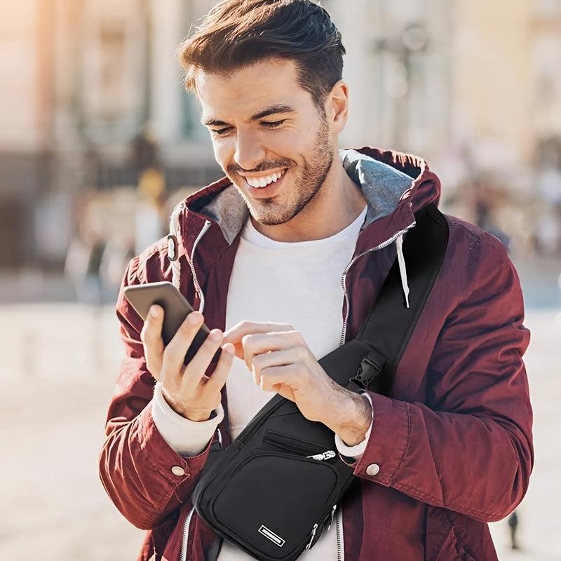 Men's Water Resistant Sling Bag USB Charging Port Chest Crossbody Backpack