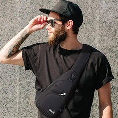 Men's Water Resistant Sling Bag USB Charging Port Chest Crossbody Backpack