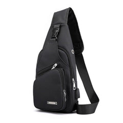 Men's Water Resistant Sling Bag USB Charging Port Chest Crossbody Backpack