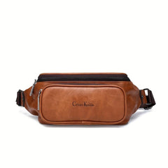 Men's Casual PU Leather Waist Bag for Outdoors
