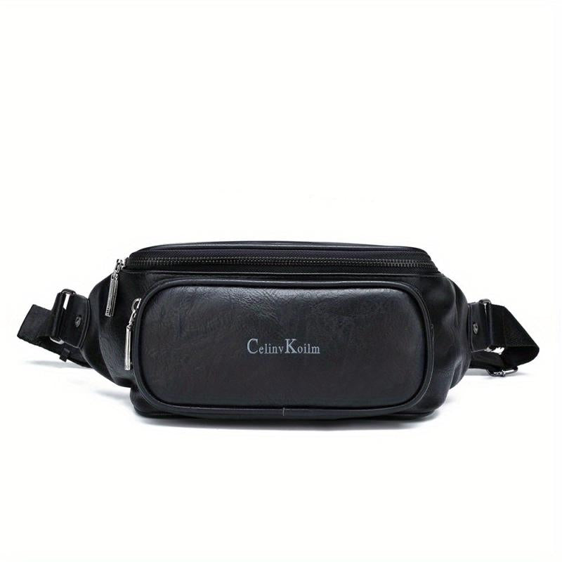 Men's Casual PU Leather Waist Bag for Outdoors