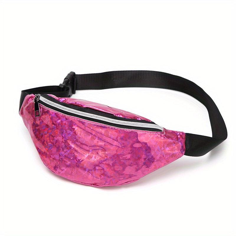 Sequins Waist Bag Fanny Pack Laser Belt Pink Silver