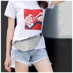 Sequins Waist Bag Fanny Pack Laser Belt Pink Silver