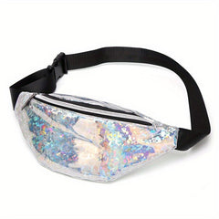 Sequins Waist Bag Fanny Pack Laser Belt Pink Silver
