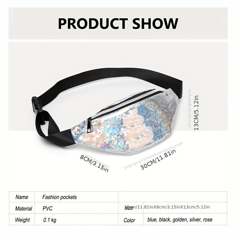 Sequins Waist Bag Fanny Pack Laser Belt Pink Silver