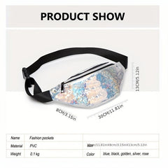 Sequins Waist Bag Fanny Pack Laser Belt Pink Silver