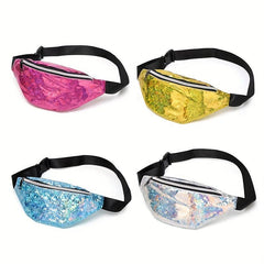 Sequins Waist Bag Fanny Pack Laser Belt Pink Silver