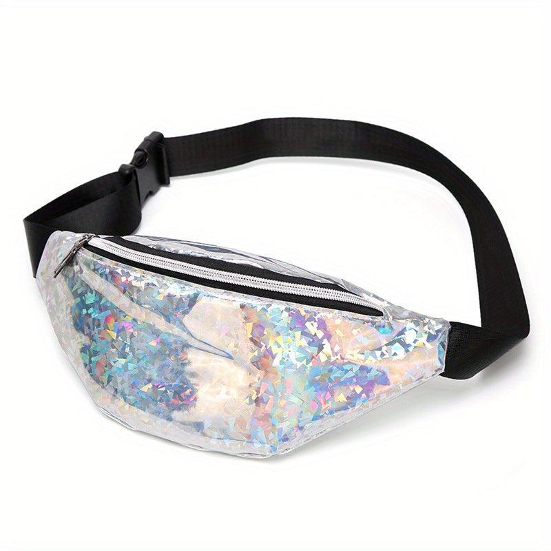 Sequins Waist Bag Fanny Pack Laser Belt Pink Silver