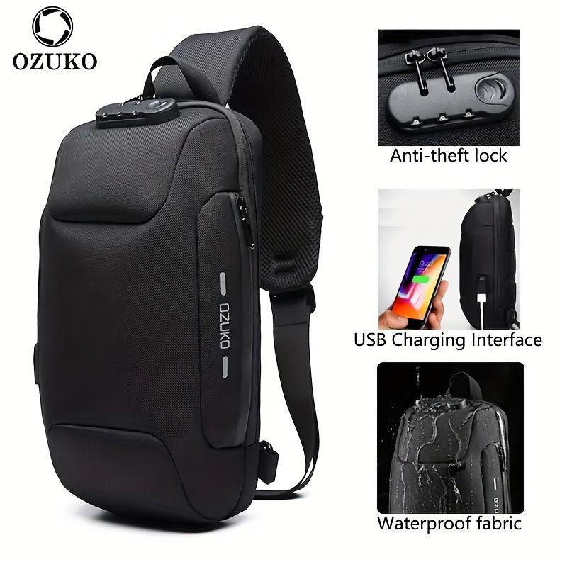 OZUKO Anti Theft Crossbody Sling Bag USB Charging Waterproof Shoulder Bag