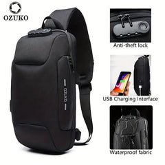 OZUKO Anti Theft Crossbody Sling Bag USB Charging Waterproof Shoulder Bag