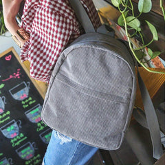 Corduroy Student Travel Backpack with Side Pocket