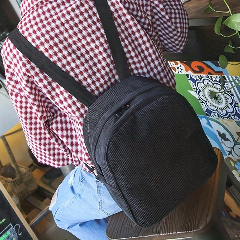 Corduroy Student Travel Backpack with Side Pocket