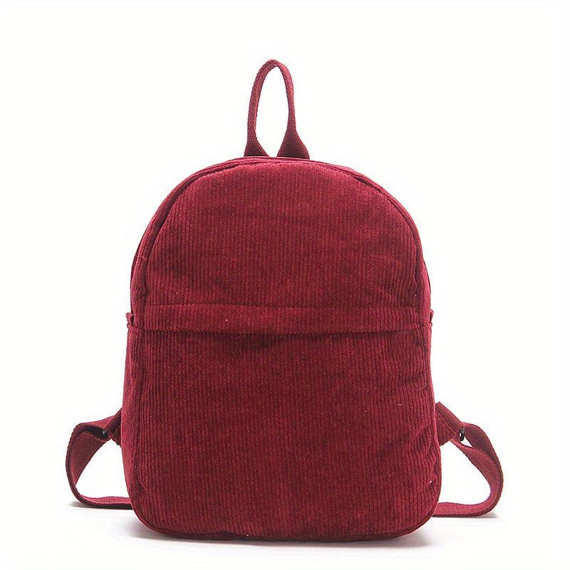 Corduroy Student Travel Backpack with Side Pocket