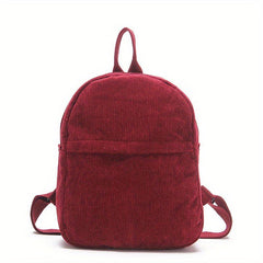 Corduroy Student Travel Backpack with Side Pocket