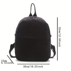 Corduroy Student Travel Backpack with Side Pocket