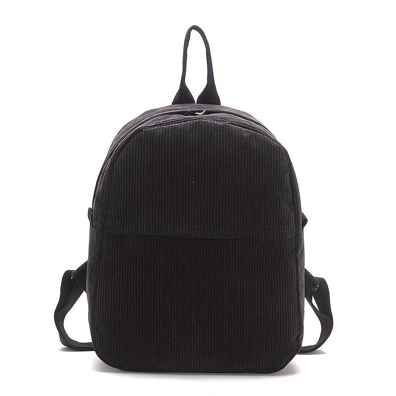 Corduroy Student Travel Backpack with Side Pocket