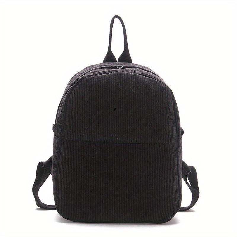 Corduroy Student Travel Backpack with Side Pocket