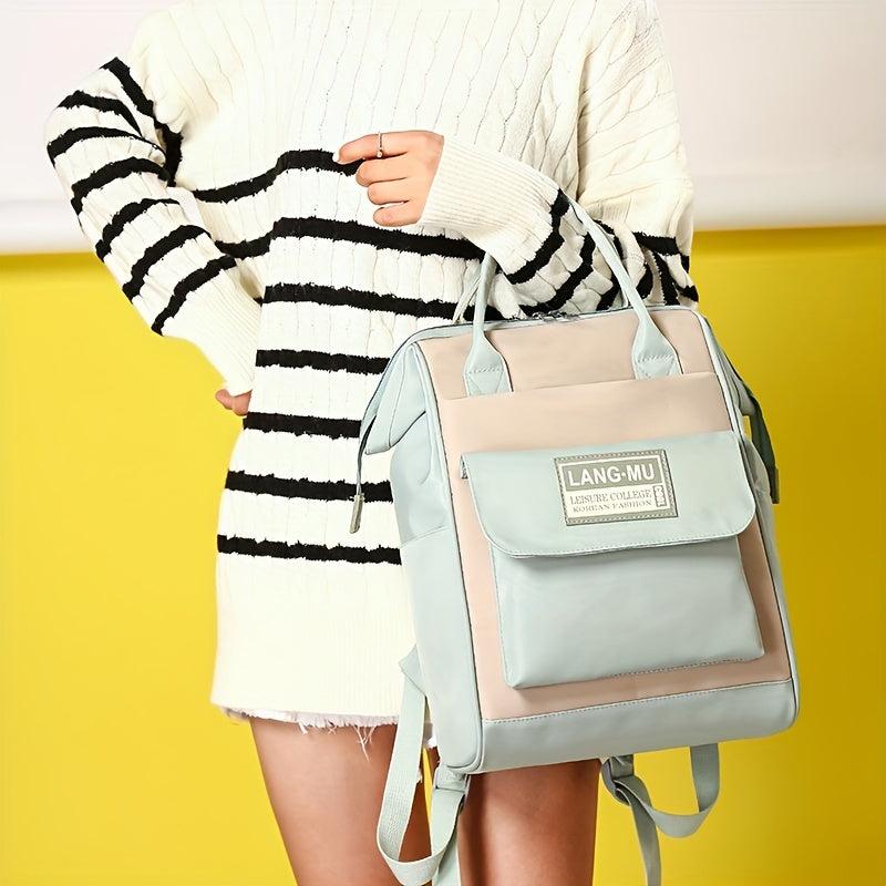 Colorblock Preppy School Backpack Large Capacity Laptop