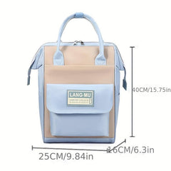 Colorblock Preppy School Backpack Large Capacity Laptop