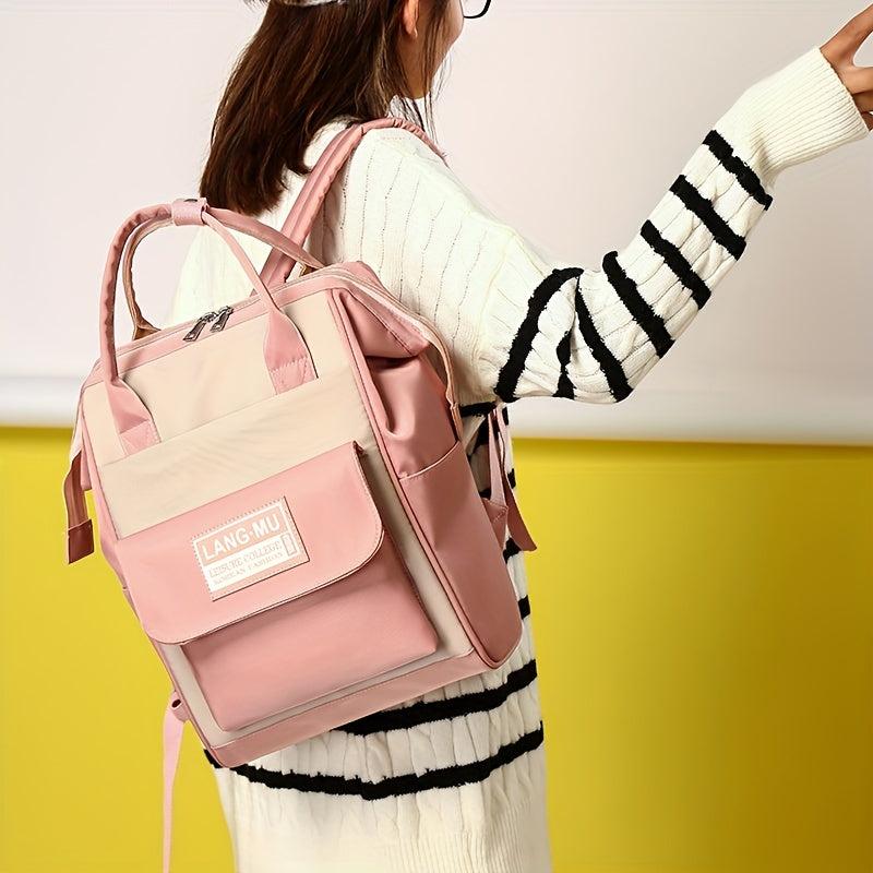Colorblock Preppy School Backpack Large Capacity Laptop