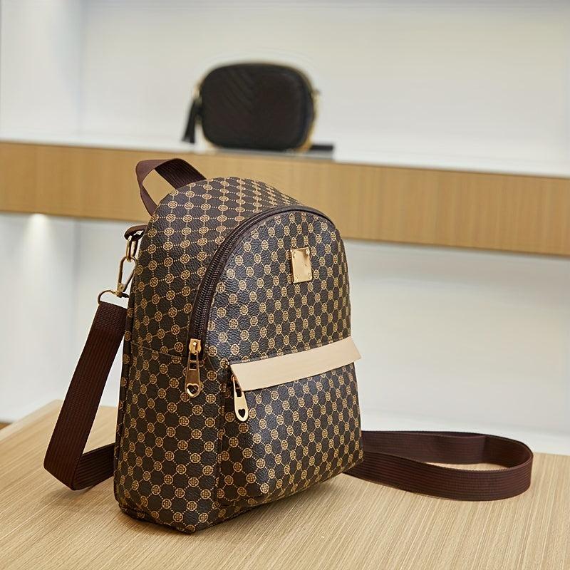 Women's Vintage Pattern Backpack Zipper Portable Rucksack