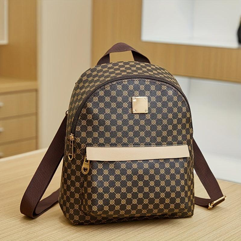 Women's Vintage Pattern Backpack Zipper Portable Rucksack