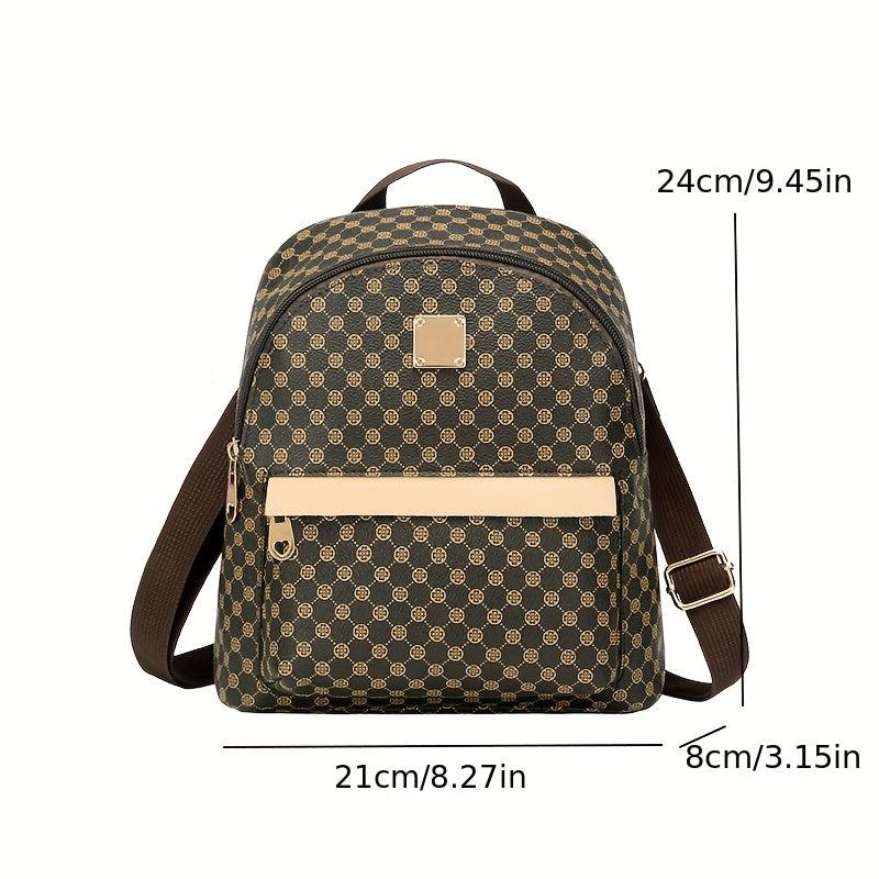 Women's Vintage Pattern Backpack Zipper Portable Rucksack