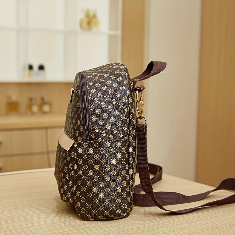 Women's Vintage Pattern Backpack Zipper Portable Rucksack