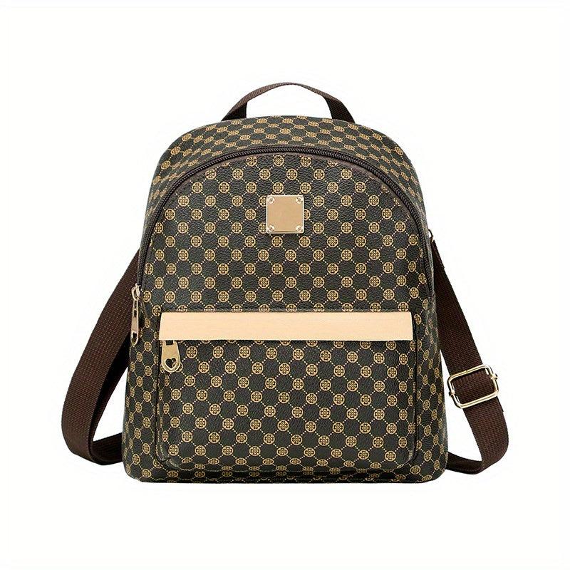 Women's Vintage Pattern Backpack Zipper Portable Rucksack