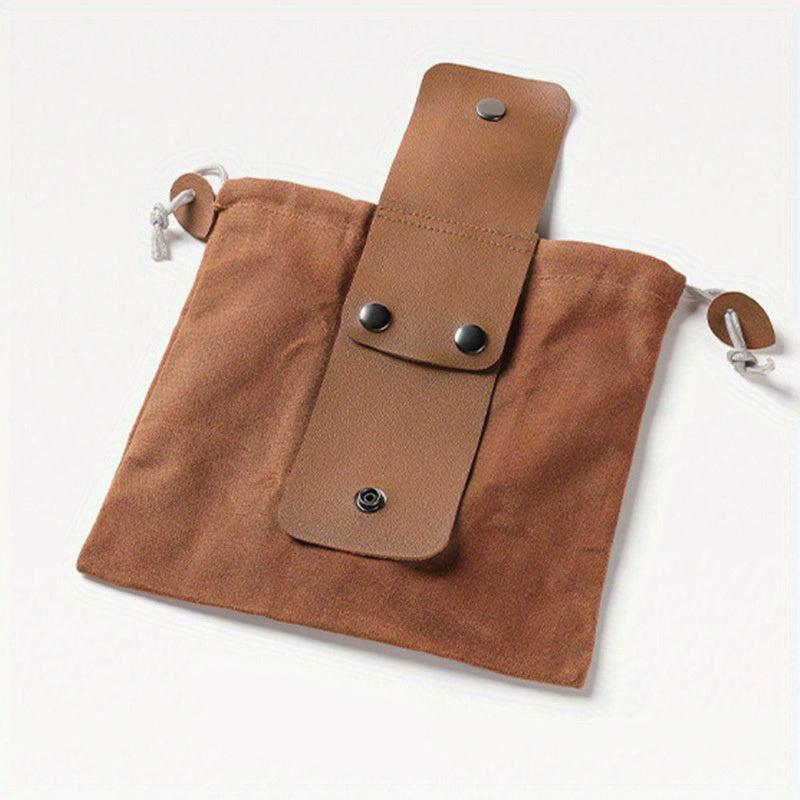 Portable Waist Bag for Traveling Camping Hiking, Canvas Bag with Leather