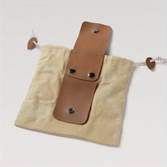 Portable Waist Bag for Traveling Camping Hiking, Canvas Bag with Leather