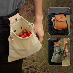 Portable Waist Bag for Traveling Camping Hiking, Canvas Bag with Leather