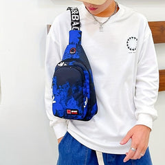 Men's Casual Print Chest Bag Oxford Cloth Multilayer Crossbody Bag