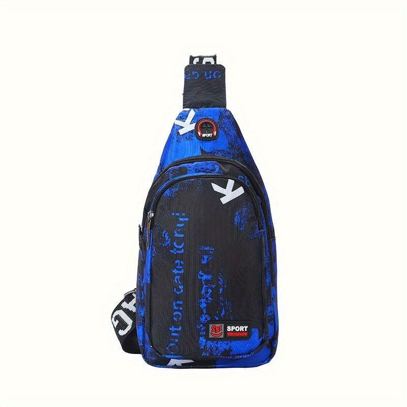 Men's Casual Print Chest Bag Oxford Cloth Multilayer Crossbody Bag