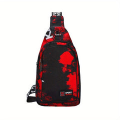 Men's Casual Print Chest Bag Oxford Cloth Multilayer Crossbody Bag