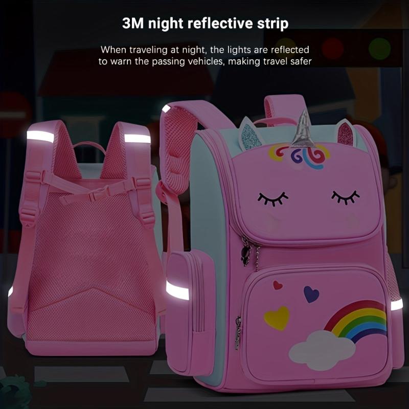 Cartoon Unicorn Flap Backpack Lightweight School Bag