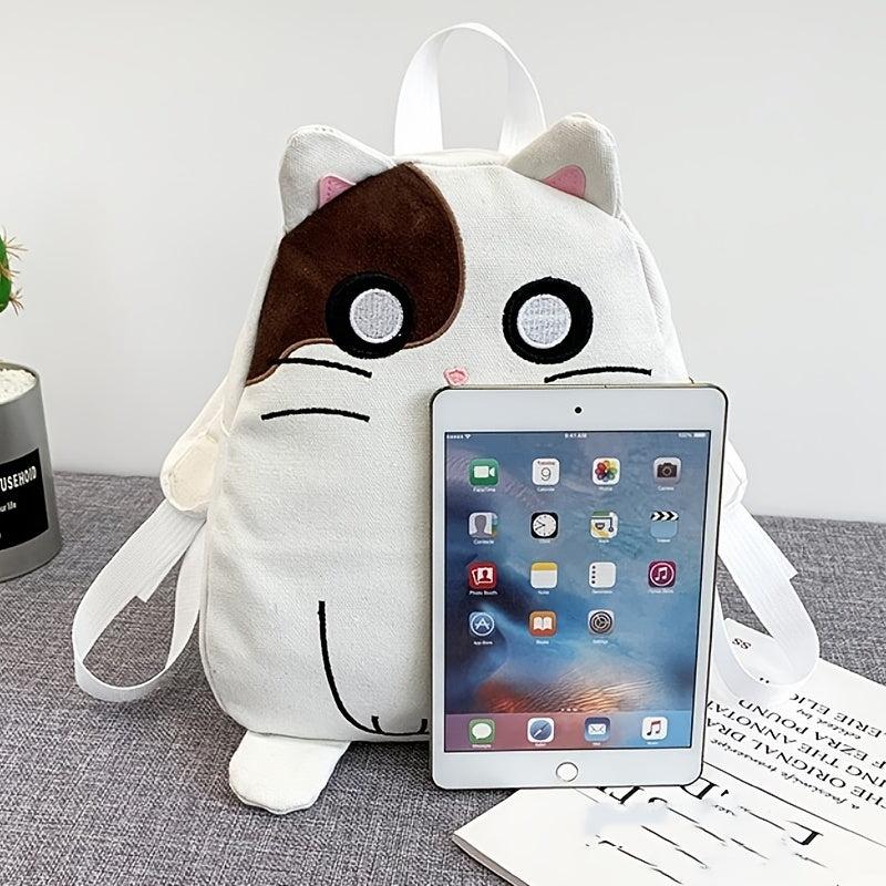Cartoon Embroidered Backpack Canvas Zipper Daypack