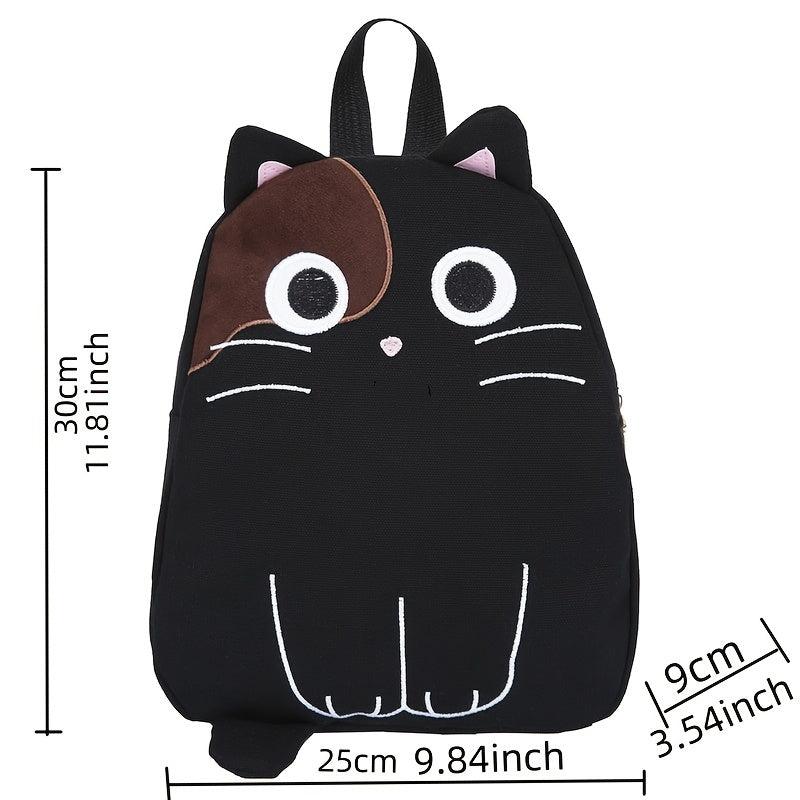Cartoon Embroidered Backpack Canvas Zipper Daypack