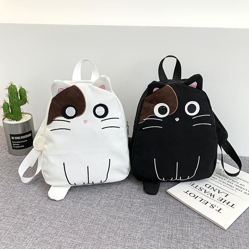 Cartoon Embroidered Backpack Canvas Zipper Daypack