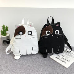Cartoon Embroidered Backpack Canvas Zipper Daypack