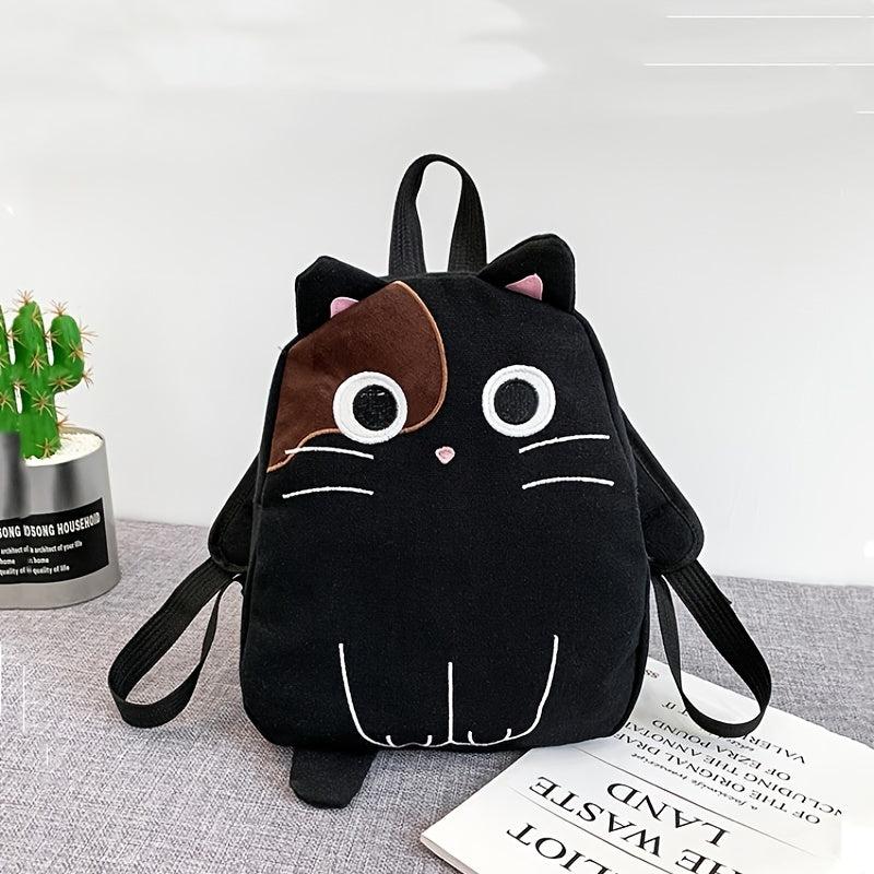 Cartoon Embroidered Backpack Canvas Zipper Daypack